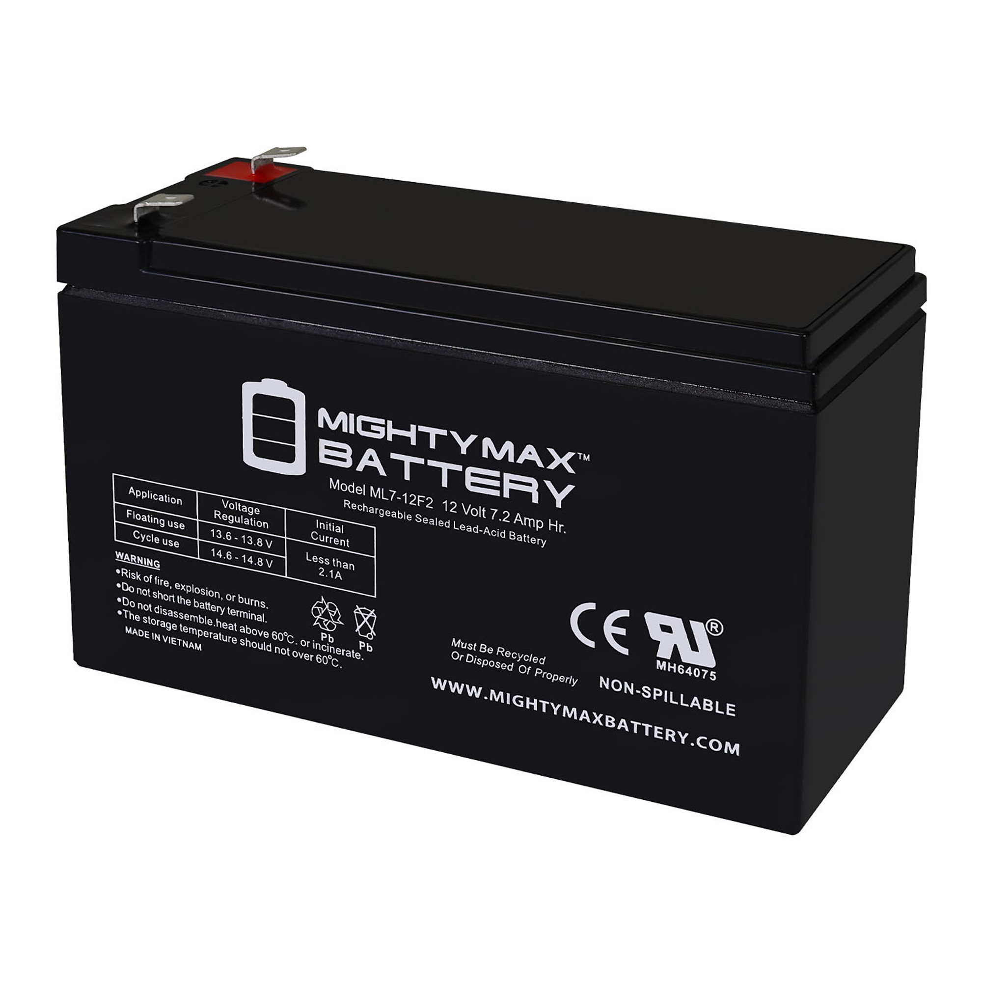 Mighty Max Rechargeable SLA AGM Battery Pack — 12V, 7Ah, F2 Terminal, 8 Pcs, Model# MAX3974819